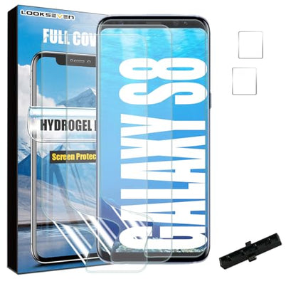 LOOKSEVEN 3 Hydrogel Films + 2 Tempered Glass Lens Protector For Galaxy S8 - size: S8