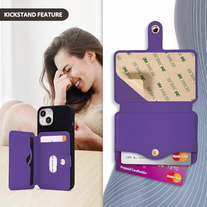 M-Plateau Phone Wallet Stick on for Cases, Sticky Wallet for Back of Phone - color: Purple