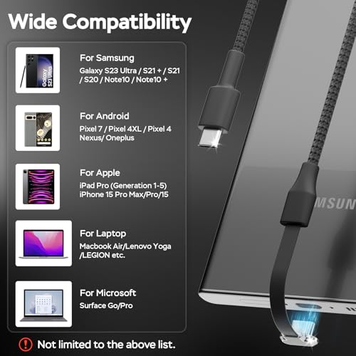Right Angle USB C Cable 10ft, USB C 90 Degree Cable 60W Fast Charging - size: 10ft