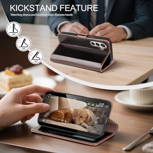 Compatible with Samsung Galaxy S26 Case Wallet with Card Holder [4 Card Slot] Women Men,RFID Blocking PU Leather Phone Case Flip Shockproof Protector Cover Credit Card Slot Kickstand,Coffee - color: Coffee-U1, size: Samsung Galaxy S26 - 6.3"