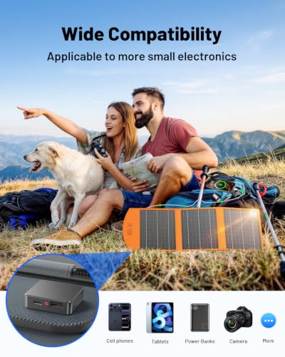 SOLUPUP Solar Panels 30W Portable Foldable Solar Charger with 5V USB-A and USB-C Fast Charging Compatible with iPhone, iPad, Samsung, Power Banks, IPX5 Waterproof Perfect for Camping, Hiking, Outdoor - size: 30W
