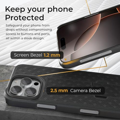 MOTIVE for iPhone 16 Pro max Case with Belt Clip, Rigid, Kickstand | 6.9" | Ranger v1 Series, Black, 360° holster, open-top/open-bottom port access, textured grip, slim - size: iPhone 16 Pro Max