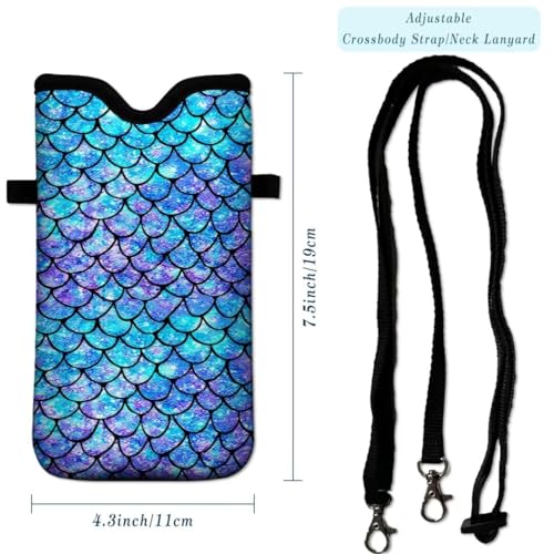 Cell Phone Sleeves Bag Case Crossbody Neoprene Holder Lanyard Phone Pouch for Women Men 7.5 X 4.5 Inches - Scale - color: Scale