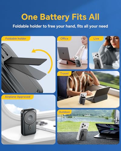 for Magsafe Battery Pack, Real Capacity 10000mAh with AC Wall Plug Charger - color: Black