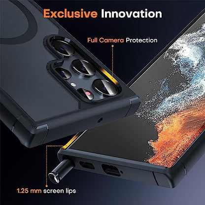 TOCOL for Samsung Galaxy S22 Ultra Case, Compatible with MagSafe, Black - color: Matte Black, size: Galaxy S22 Ultra