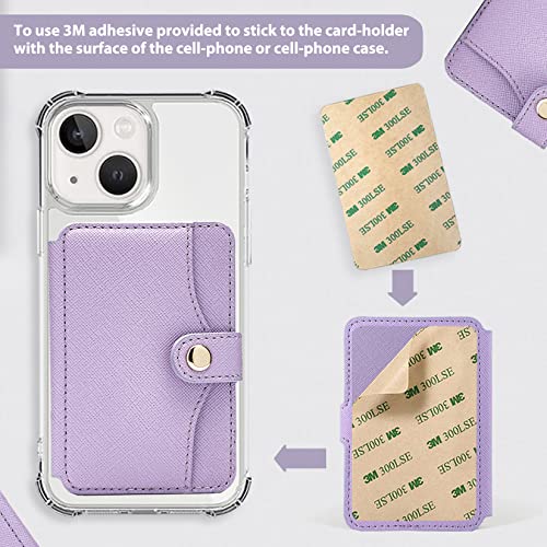 M-Plateau Slim Leather Phone Wallet Stick on With Adhesive Sticker - color: Lavender