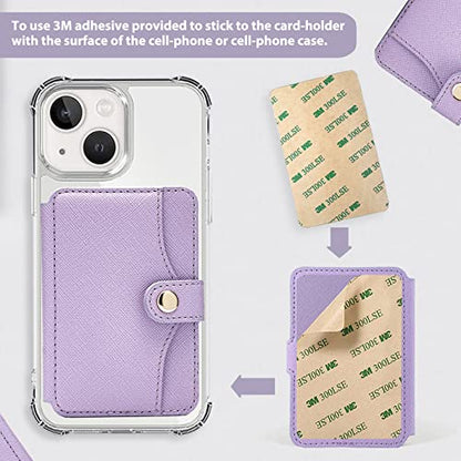M-Plateau Slim Leather Phone Wallet Stick on With Adhesive Sticker - color: Lavender