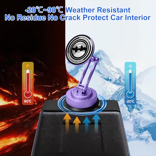 All-Metal Alloy Long Arm Magnetic Suction Cup Car Phone Mount(Purple) - color: Purple