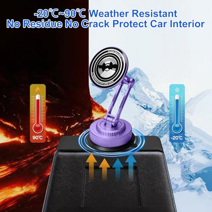 All-Metal Alloy Long Arm Magnetic Suction Cup Car Phone Mount(Purple) - color: Purple