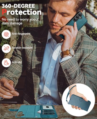 OCASE for Samsung Galaxy S26 Detachable Wallet Case with Card Holder, [2 in 1] PU Leather Flip Folio Case with RFID Blocking Stand Wrist Strap Shockproof Phone Cover 2026, Peacock Blue - color: Peacock Blue, size: Samsung Galaxy S26