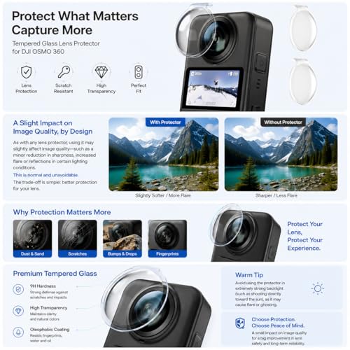 Tempered Glass Lens Guard Protector for DJI OSMO 360 2,OSMO360 2 Pack