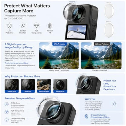 Tempered Glass Lens Guard Protector for DJI OSMO 360 2,OSMO360 2 Pack