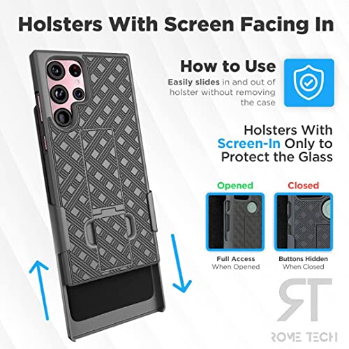 Designed for Samsung Galaxy S22 Ultra Case with Belt Clip Holster | Rugged Holster & Protective Phone Case Combo with Anti-Slip Texture - Black - style: Galaxy S22 Ultra
