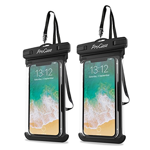 ProCase 2 Pack Waterproof Phone Pouch, Underwater Phone Case Up to 7", Dry Bag for iPhone 17 Air 16 15 14 13 Pro Plus Max, Galaxy S24 S23 S22 Ultra Pixel, Beach Essentials -Black | Underwater Dry Bag for iPhone 17 16 15 14, Galaxy S24 S23 S22, Case for Sw