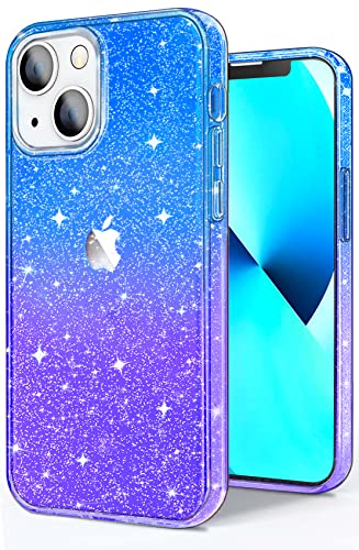 JJGoo Compatible with iPhone 13 Case, Glitter Soft TPU Shockproof Protective Bumper Cover, Sparkle Bling Sparkly Cute Slim Women Girls Phone Case for iPhone 13, 6.1inch, Gradient Glitter Blue Purple - color: Gradient Blue & Purple