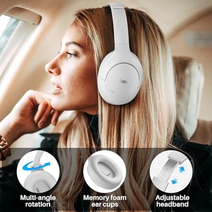 TOZO Hybrid Active Noise Cancelling Headphones, Hi Res Audio - color: White