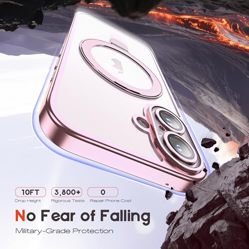 for Plating iPhone 16 Case with Magnetic Stand,Rose Gold - color: Rose Gold, size: iPhone 16