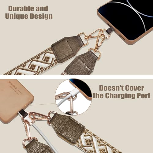 Cell Phone Lanyard with Wallet - Anti-Theft Crossbody Adjustable Phone Strap for Most Smartphones, for Men & Women - color: Coffee