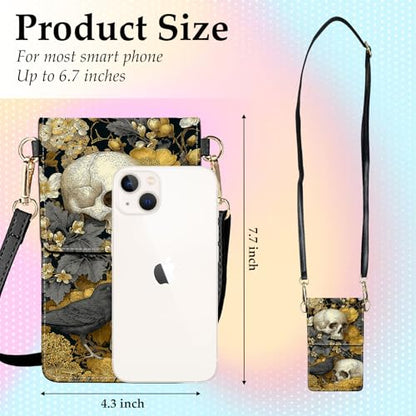 Small Crossbody Bags for Women Touchscreen Cell Phone Bag Cross Body Purses with adjustable Strap,Gifts For Teenage Girls - color: Skeleton In Sunflower Field