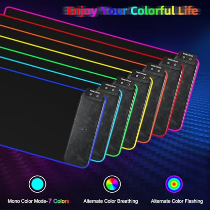 Gaming Mouse Pad, Wireless Charging Mouse Pad Gaming, 31.5"x11.8" Large RGB Desk Mat for Laptop/Computer/Keyboard, 9 Light Modes, Waterproof Smooth Surface, Non-Slip Base, Black