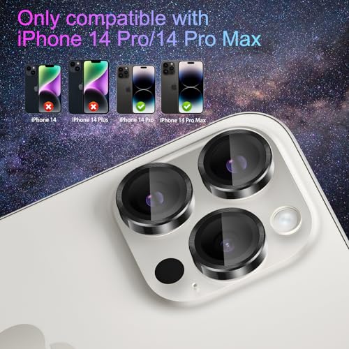 Camera Lens Protector for iPhone 14 Pro/14 Pro Max, Black - color: Black