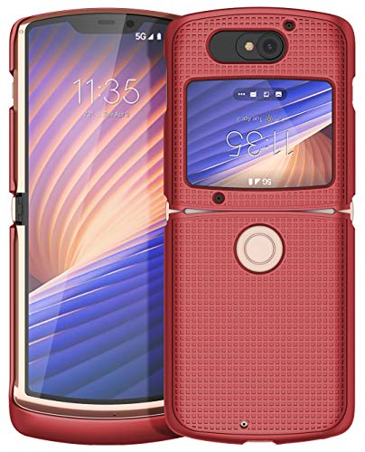 Grid Series for Motorola RAZR 5G (2020) Flip Phone Case - Bold Red | Slim Hard Shell Cover, Satisfying Texture, Matte, For Moto XT2071 - color: Red