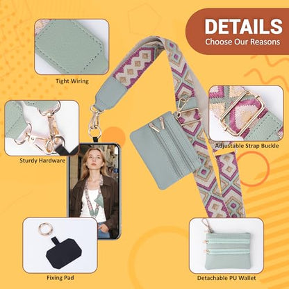 BARGIFTS Clip and Go Strap for Phone with Wallet Crossbody, Cell Phone Lanyard with Zippered Pouch, Adjustable Phone Strap Crossbody with Wallet - color: A-blue