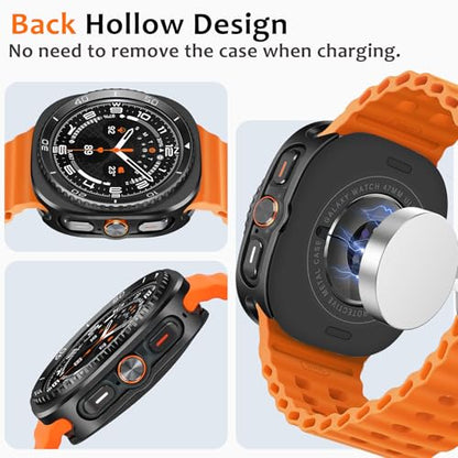 Amizee Metal Case for Galaxy Watch Ultra (2025/2024) 47mm, Black/White - color: Black/White, size: Galaxy Watch Ultra (2025/2024) 47mm