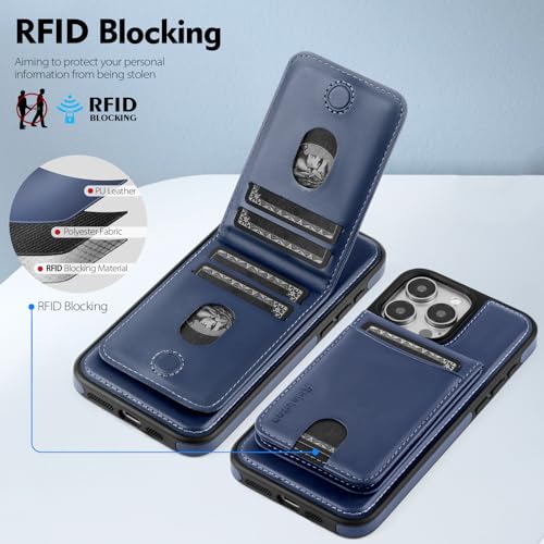 Shieldtop Compatible with MagSafe iPhone 16 Pro Wallet Case,Blue | 2 in 1 Detachable Magnetic,Credit Card Holder Slots,RFID Blocking,PU Leather,Kickstand,Flip Folio Phone Cover for Men & Women - color: Blue, size: iPhone 16 Pro 6.3"