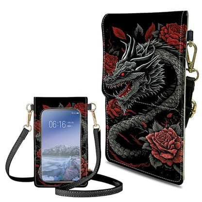 Small Crossbody Bags with Adjustable Shoulder Strap - color: Dragon Red Roses