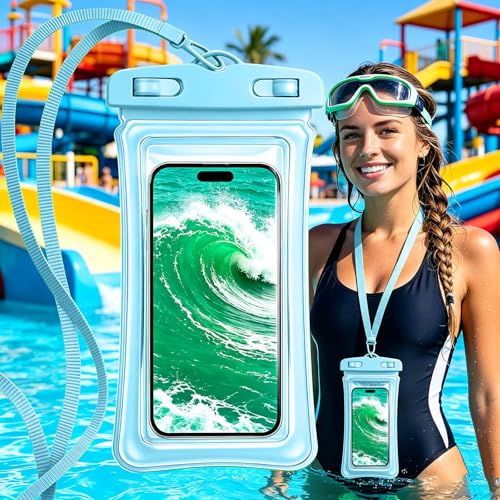Universal Phone Dry Bag Waterproof Case for Smartphone, Touch Screen Friendly Floatable Pouch for Swimming Beach Boating Kayak (Blue) - color: Blue