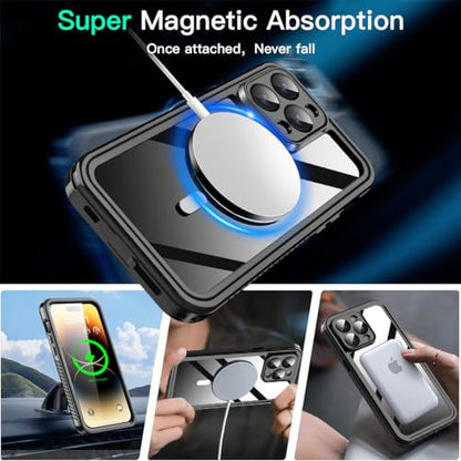 AICase iPhone 14 Pro Max Case Waterproof with MagSafe Clear Snowproof,Dustproof and Shockproof,IP68 Certified Full Body 360 Protection Fully Sealed Underwater Cover for iPhone 14 Pro Max 6.7" - color: iphone 14 Pro Max Waterproof Case