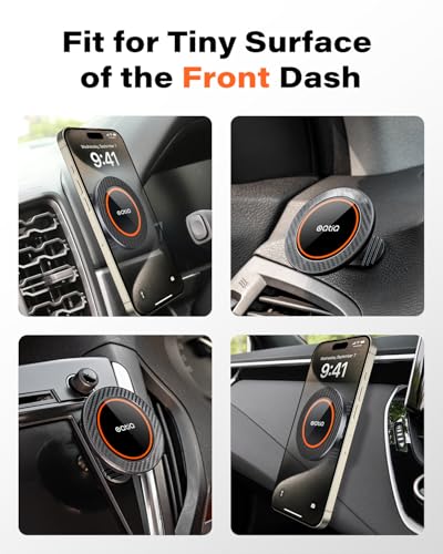 OQTIQ for MagSafe Car Mount with 17 N54 Magnets, Dashboard Phone Holder - color: Orange-MagSafe