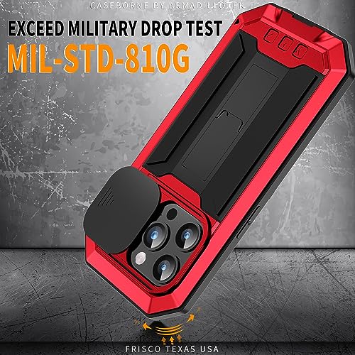 Lunivop for iPhone 15 Pro Max Case Heavy Duty Protection Rugged Screw Full Body Military Grade Metal Rubber with Stand Hard Built in Screen Protector Phone for iPhone 15 ProMax Case Red - color: Red