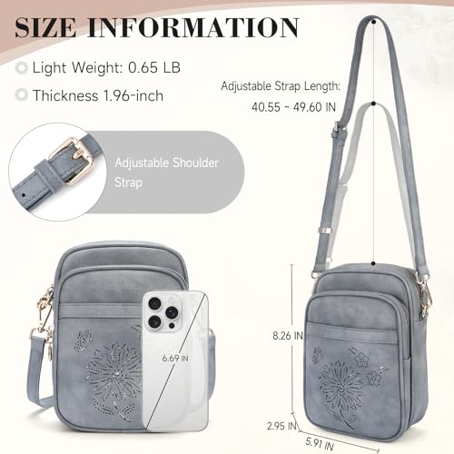 Small Crossbody Bags for Women, RFID Phone Purse with Card Slots, Triple Compartments Lightweight Shoulder Bag - color: 3-blue