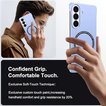 Frameless Slim Case for Samsung Galaxy S26 Plus, Silky Touch, Hard PC Matte Back, Exposed Sides Compatible with Mag-Safe, Anti-Scratch Shockproof Protective Cover for Samsung S26 Plus 5G (Purple) - color: Purple