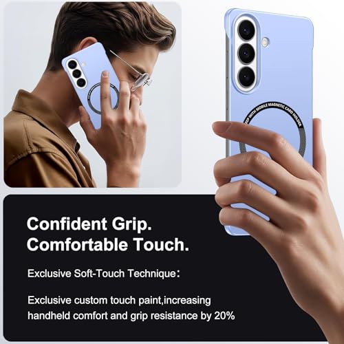 Frameless Slim Case for Samsung Galaxy S26, Silky Touch, Hard PC Matte Back, Exposed Sides Compatible with Mag-Safe, Anti-Scratch Shockproof Protective Cover for Samsung S26 5G (Purple) - color: Purple