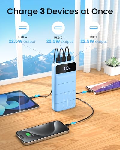LOOPEAK Power Bank 50000mAh, 22.5W Fast Charging Portable Charger - color: SierraBlue