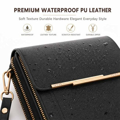 Anti-theft leather bag, Women's Touch Screen Mobile Phone Messenger bag, RFID Block Mobile Phone Purse - color: Blue Gray