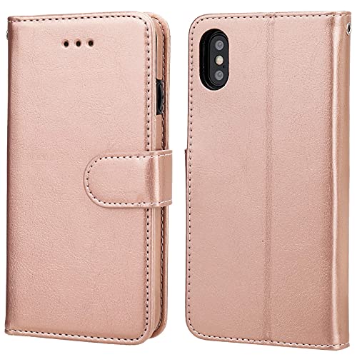 Bocasal Detachable Wallet Case Card Holder for iPhone Xs Max, Rose Gold - color: Rose Gold