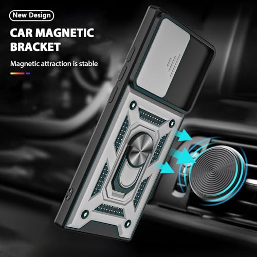 for Galaxy Note 20 Ultra Case, with Self Healing Flexible TPU Screen Protective [2 Pack] & Slide Camera Cover, 360°Rotation Ring Kickstand [Military Grade] Case. (Silver) - color: N-Silver