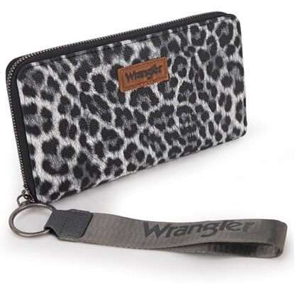 Wrangler Womens Wallet Wristlet Long Purse Designer Clutch Large Capacity Credit Card Holder for Women - color: C-Light Grey