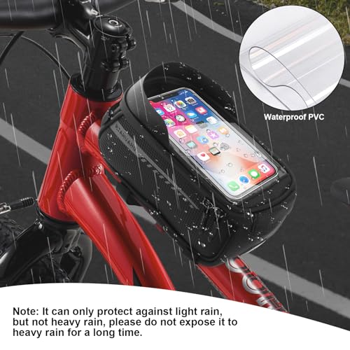 Bike Phone Handlebar Bag Quick Release Bike Front Frame Bag Bike Phone Mount Bag Waterproof Sensitive Touch Screen & Sun Visor Bike Top Tube Bag Suitable for Cell Phones 7'' - style: Bike Front Frame Bag