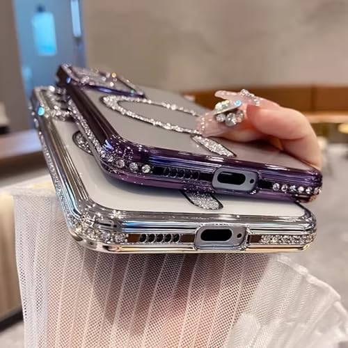 for Samsung Galaxy S26 Ultra Clear Glitter Case Magnetic, [Compatible with MagSafe] Women Cute Bling Diamond Sparkly Case Camera Lens Protectors Plating Cover for Galaxy S26 Ultra, Silver - color: Silver