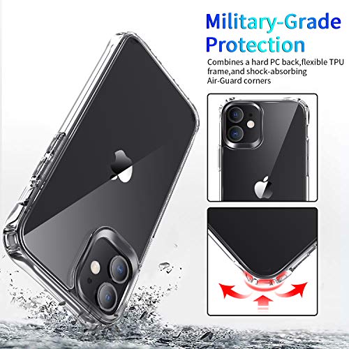 DEERLAMN Clear Case for iPhone 12/iPhone 12 Pro 6.1-Inch, Military Grade Drop Protection Anti-Scratch Transparent Ultra Slim Non-Yellowing Shockproof Protective Phone Cover - size: iPhone 12/12 Pro 6.1-Inch