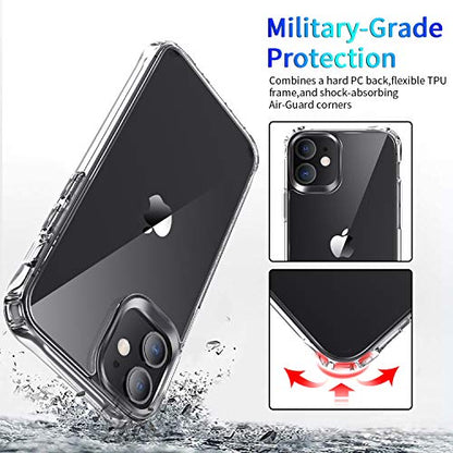 DEERLAMN Clear Case for iPhone 12/iPhone 12 Pro 6.1-Inch, Military Grade Drop Protection Anti-Scratch Transparent Ultra Slim Non-Yellowing Shockproof Protective Phone Cover - size: iPhone 12/12 Pro 6.1-Inch