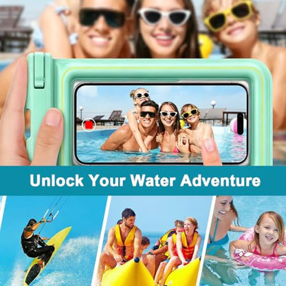 Waterproof Phone Pouch, 1 Pack IP68 Water Proof Cell Phone Case Floating | Beach & Cruise Essentials, Touch Screen, Dry Bag for iPhone 17 16 Pro Max Plus, Samsung Galaxy S26 S25/ Z Fold8 Ultra/Z Flip8 - color: Green, size: 7.5"