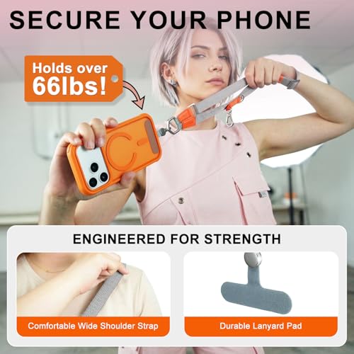 Phone Lanyard Crossbody, Adjustable Ergonomic Shoulder Phone Strap - color: Grey