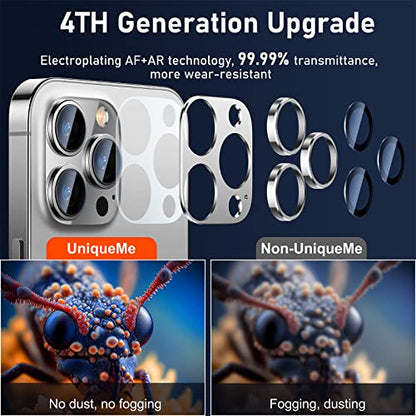UniqueMe for iPhone 13 Pro/iPhone 13 Pro Max Camera Lens Protector - Silver - color: Silver