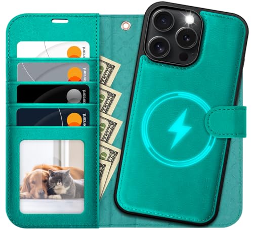 OCASE for iPhone 16 Pro Max Case Detachable Wallet Case with Card Holder, 2 in 1 Pu Leather Flip Folio with RFID Blocking Stand Wrist Strap Shockproof Phone Cover 6.9 Inch 2024, Blue Green - color: Blue Green, size: iPhone 16 Pro Max